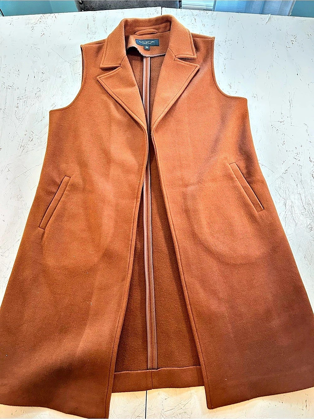 Marc New York Brown Longline Vest Size Large